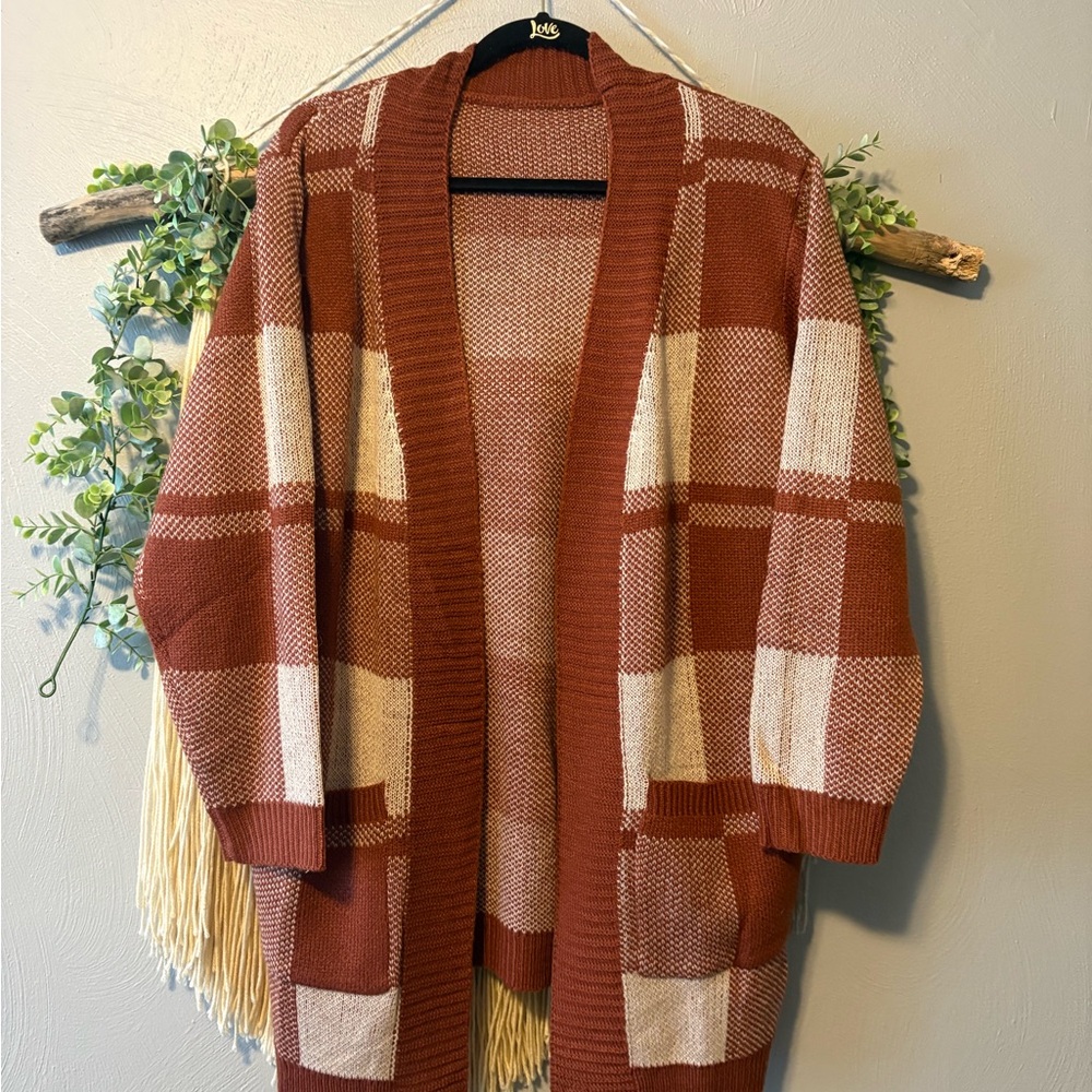 ⭐️4 for $40 ⭐️ Plaid Open-Front Sweater Cardigan
